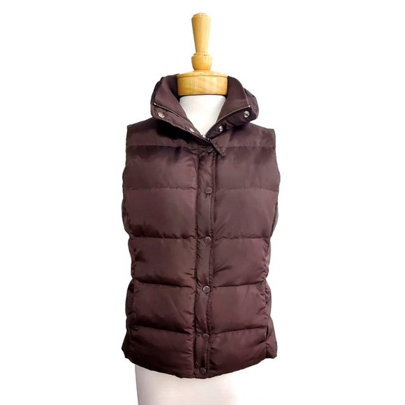 J. Crew Puffer Vest Brown Buttoned Full Zip Feather Down Filled Sz M - Picture 5 of 7